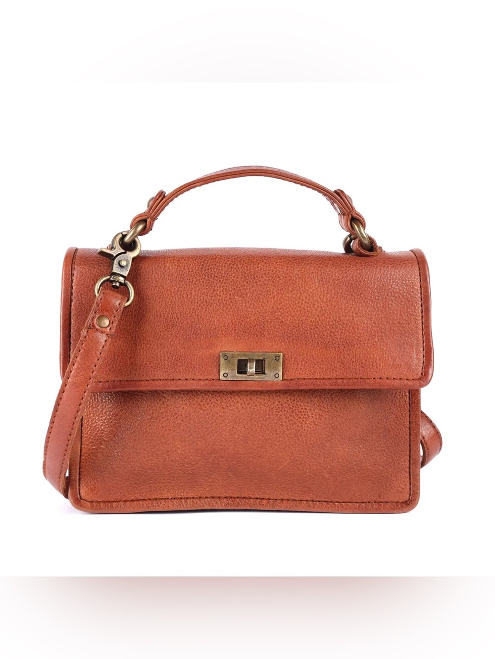 Latico Arlo shoulder leather bag persimmon/cognac colored